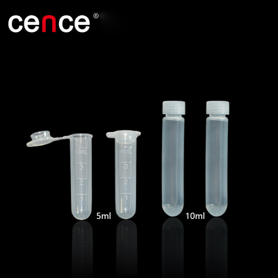 5ml ve 10ml yüksek hızlı santrifüj tüpleri, santrifüj sınıflandırması için PPCO'dan yapılmıştır.