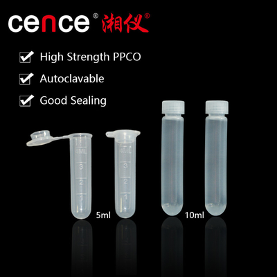5ml ve 10ml yüksek hızlı santrifüj tüpleri, santrifüj sınıflandırması için PPCO'dan yapılmıştır.
