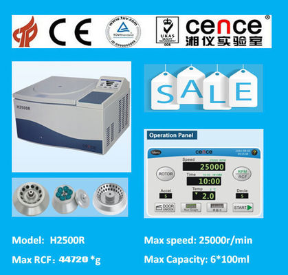 25000rpm High Speed Refrigerated Centrifuge with 50560xg RCF and 6x100ml Capacity for Laboratory Use
